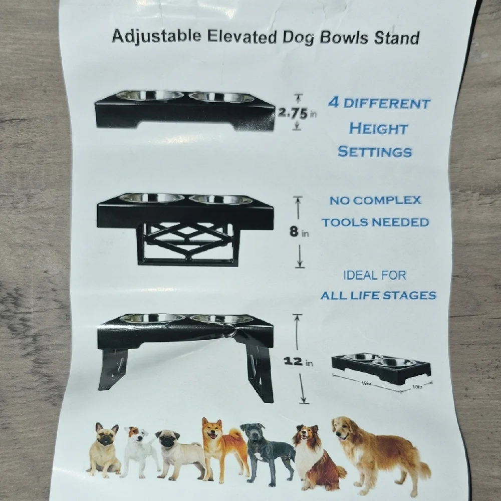 Elevated Pet Feeder with Silver Bowls